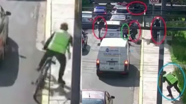 VIDEO Policía en bicicleta se enfrenta a asaltantes en la Benito Juárez
