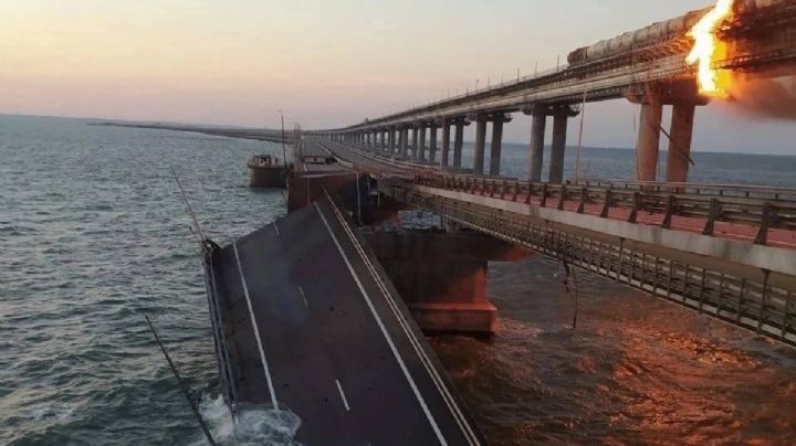 Puente que une a Crimea con Rusia explota