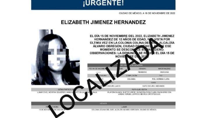 En Pachuca encontraron a Elizabeth Jiménez SANA Y SALVA