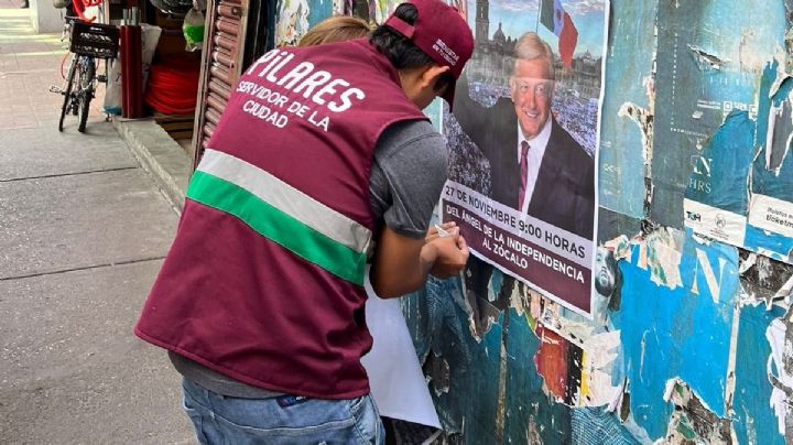 Captan a empleados de Gobierno CDMX promoviendo marcha de AMLO