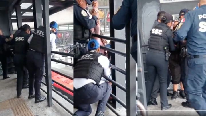 VIDEO ¡Héroes sin capa! Policías evitan suicidio de mujer en Metrobús CDMX