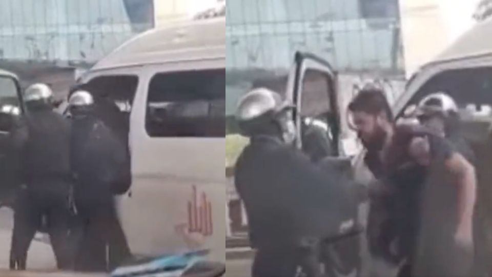 VIDEO Policías golpean a chofer de combi en Naucalpan. Foto: Especial