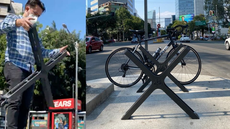 VIDEO Como si nada un ciclista quita tornillos de estación para bicis en Metrobús CDMX. Foto: @elmaugarcia