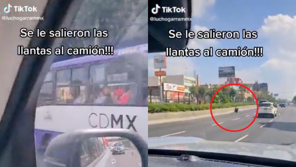 VIDEO Llanta sale volando de un camión de transporte público en Tlalpan. Foto: @luchogarrammx