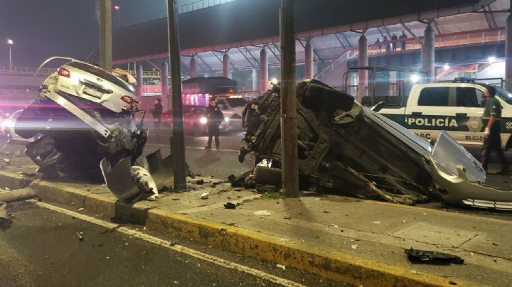 Auto se parte a la mitad por ir a exceso de velocidad en Avenida Central