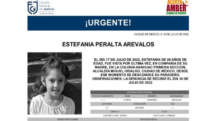 ALERTA AMBER: Desapareció Estefanía Peralta, menor de 6 años