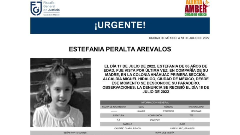 Desapareció Estefanía Peralta, menor de 6 años desapareció junto a su madre