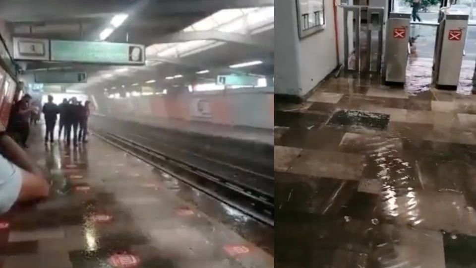 VIDEOS Lluvia provoca inundaciones en la Línea 4 del Metro CDMX. Foto: Redes sociales