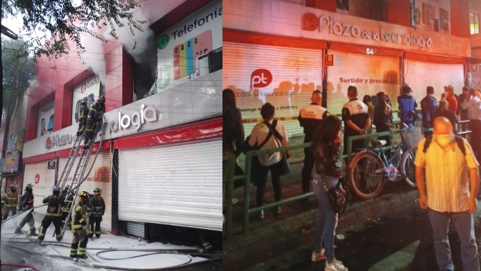 Registran fuerte incendio en Plaza de la Tecnología Meave en el Centro. Foto: Protección Civil CDMX