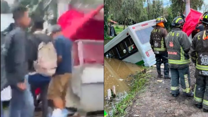 Así cayó el puesto de comida al canal de Xochimilco