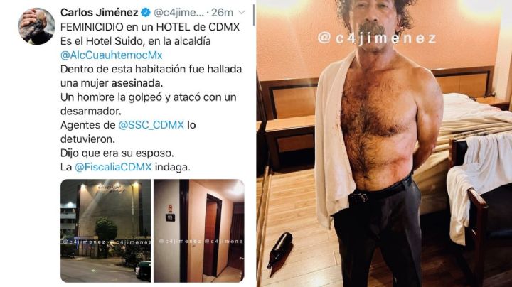 Ahora con un desarmador: sujeto mata a su esposa en un hotel en la Cuauhtémoc