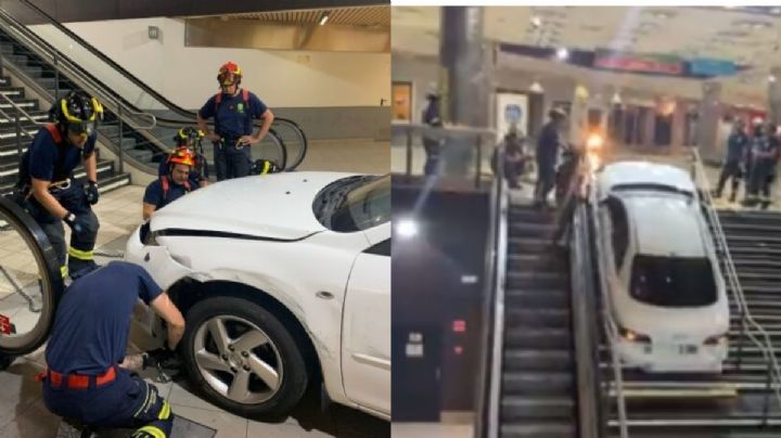 ¿Cómo terminó ahí? Auto acaba atascado en escaleras de Madrid tras robo