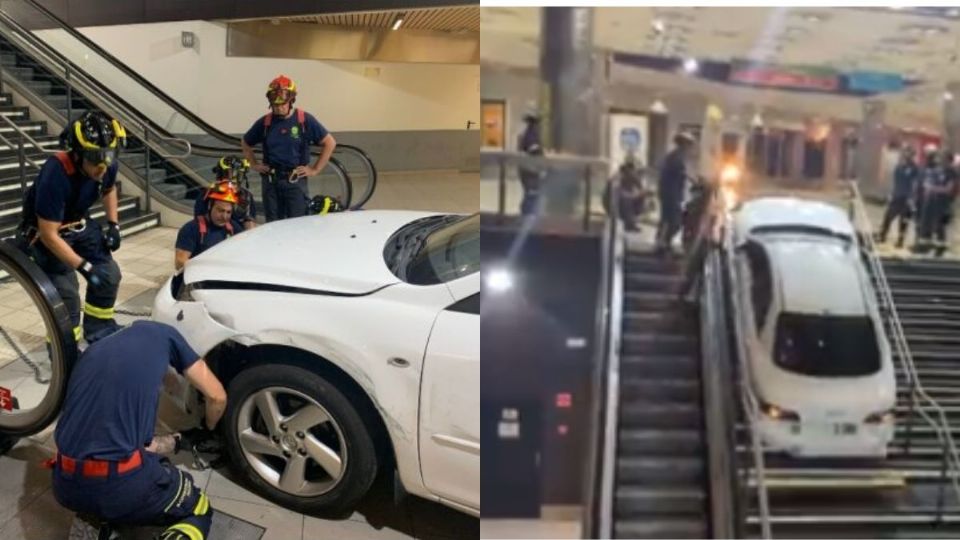 Este auto acabó atascado en las escaleras de Madrid tras robo