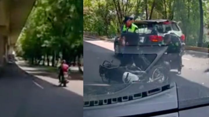 VIDEO Motociclista choca contra camioneta en Tlalpan y Periférico
