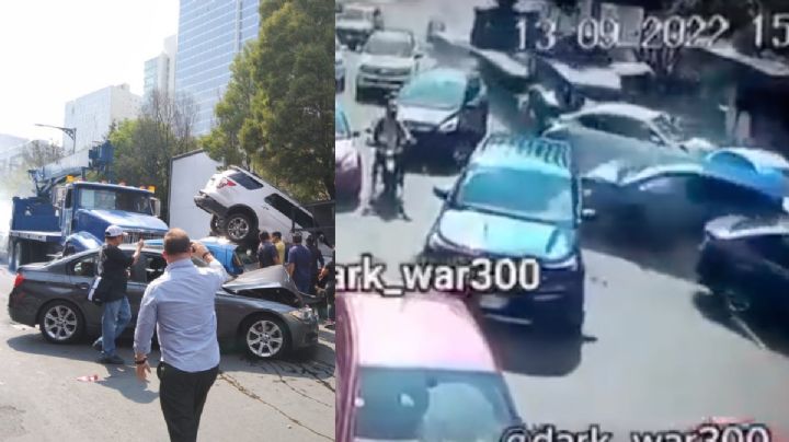 VIDEO Fuerte choque en la México-Toluca deja autos encimados