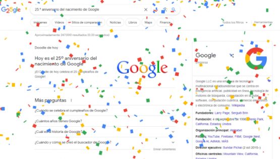 Google festeja el 25º aniversario de su nacimiento con doodle histórico